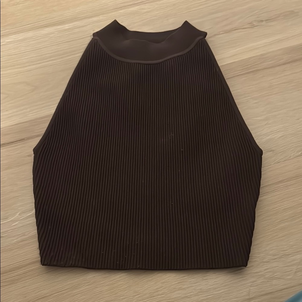 Aritzia Brown Ribbed Crop Tank Top